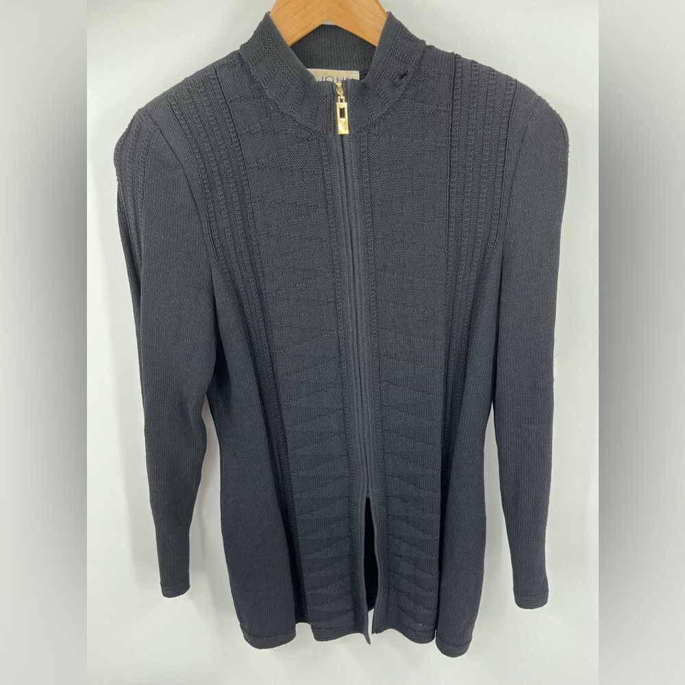 St. John women’s Santana knit front zip long sleeve tunic jacket vintage size 2